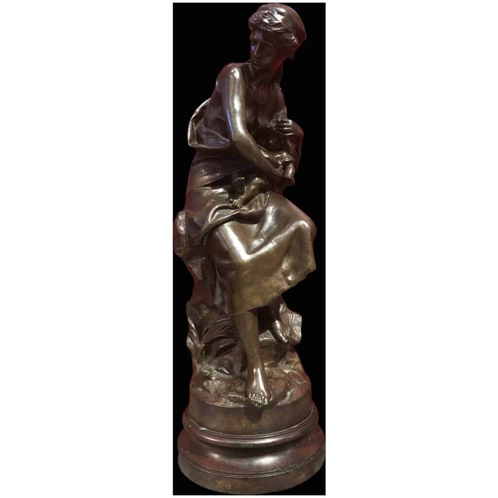 MOREAU Mathurin Antique Bronze Original Signed XIXth Century Maternity Young Woman with her child 7