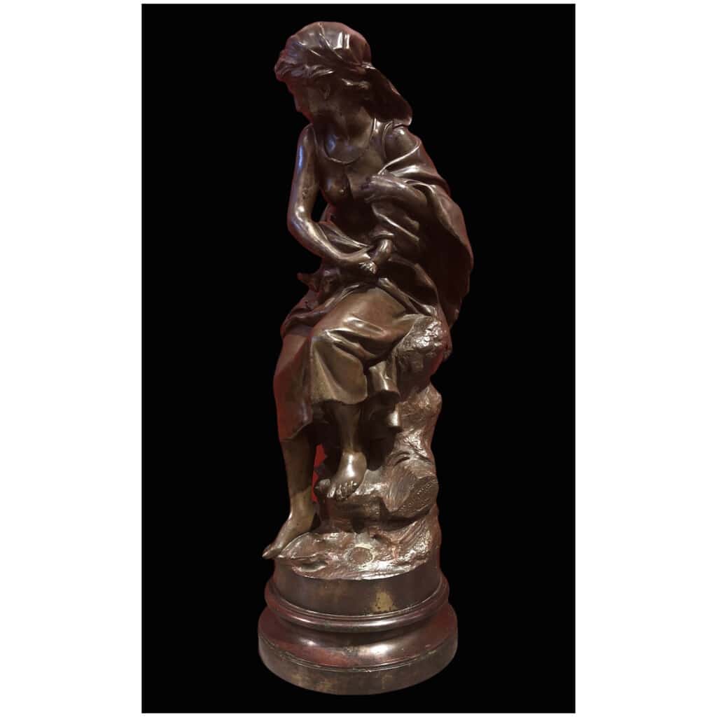 MOREAU Mathurin Bronze Ancien Original Signé XIXème Siècle Maternité Jeune Femme avec son enfant 11