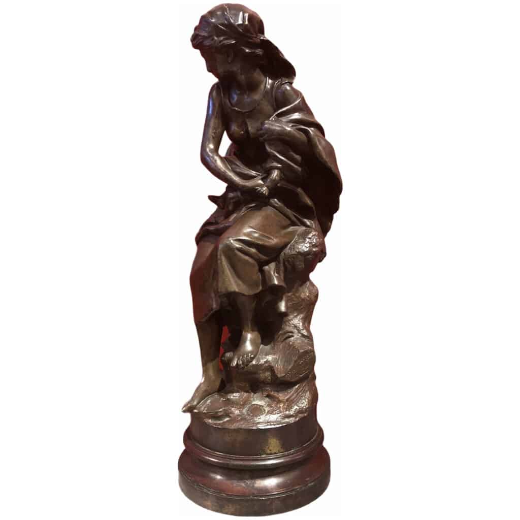 MOREAU Mathurin Bronze Ancien Original Signé XIXème Siècle Maternité Jeune Femme avec son enfant 10