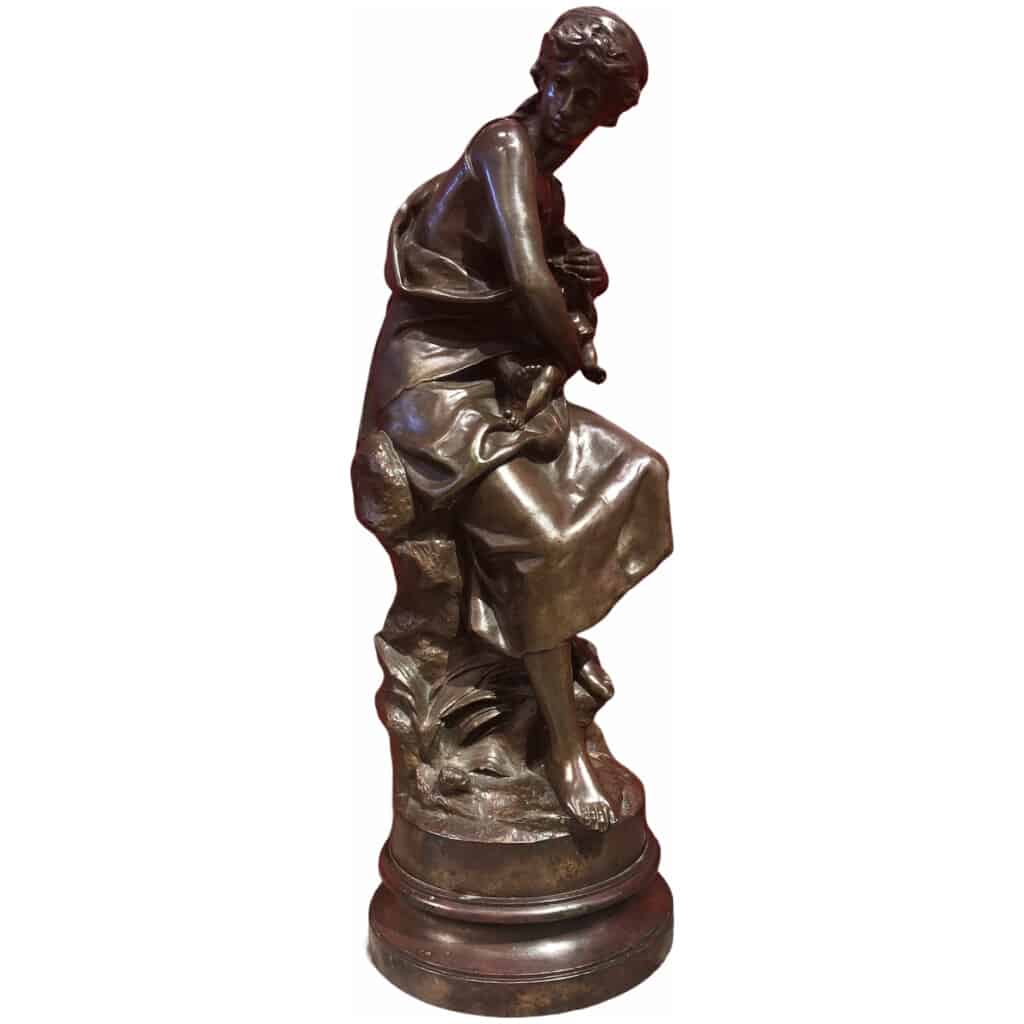 MOREAU Mathurin Bronze Ancien Original Signé XIXème Siècle Maternité Jeune Femme avec son enfant 9