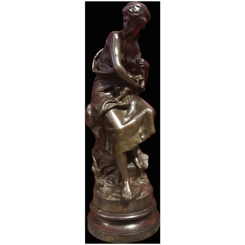 MOREAU Mathurin Bronze Ancien Original Signé XIXème Siècle Maternité Jeune Femme avec son enfant 7