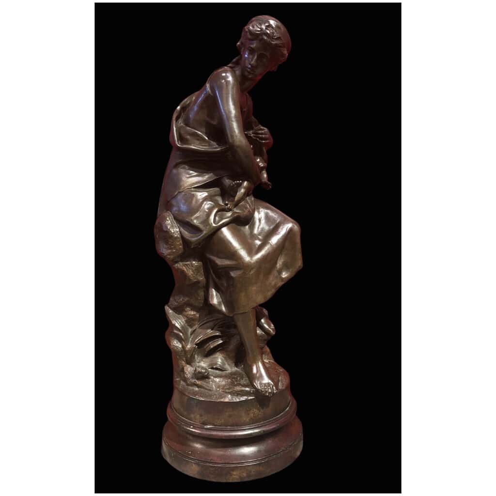 MOREAU Mathurin Bronze Ancien Original Signé XIXème Siècle Maternité Jeune Femme avec son enfant 4
