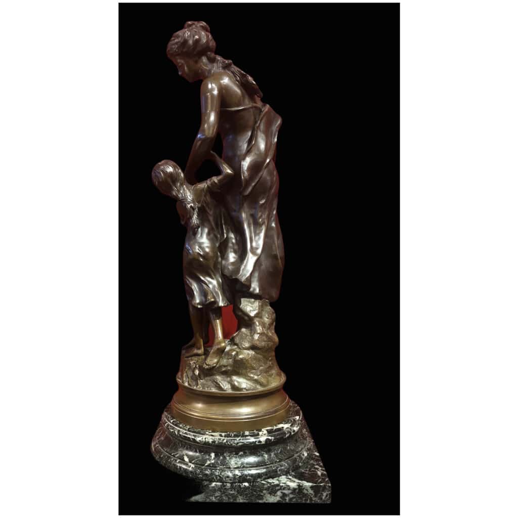 Moreau Mathurin Bronze Signé Ancien Original 19ème Siècle « La Reconnaissance » 6