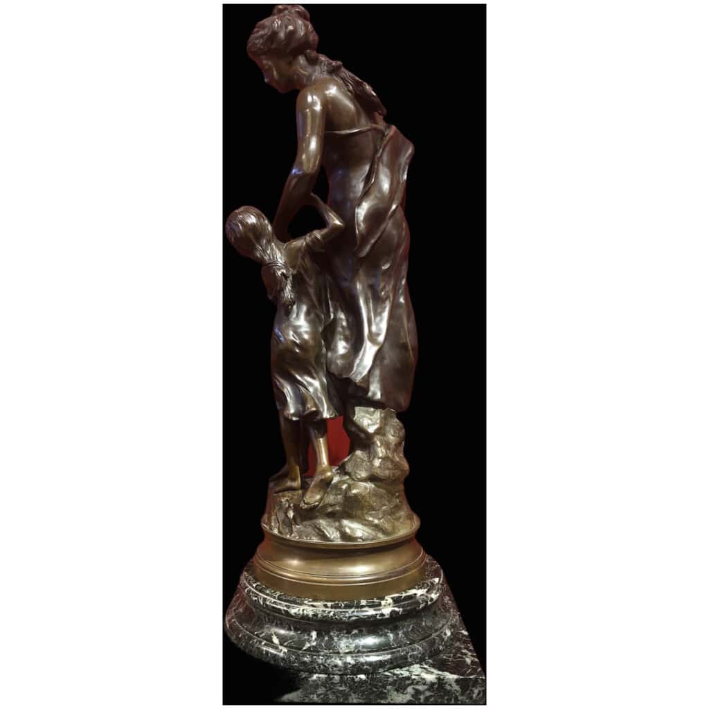 Moreau Mathurin Bronze Signé Ancien Original 19ème Siècle « La Reconnaissance » 13