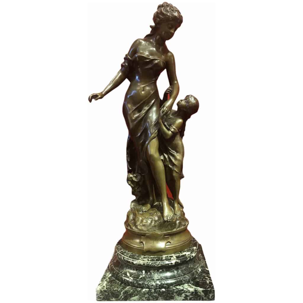 Moreau Mathurin Bronze Signé Ancien Original 19ème Siècle « La Reconnaissance » 3