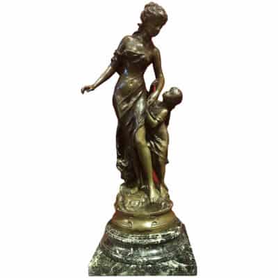 Moreau Mathurin Bronze Signé Ancien Original 19ème Siècle « La Reconnaissance »
