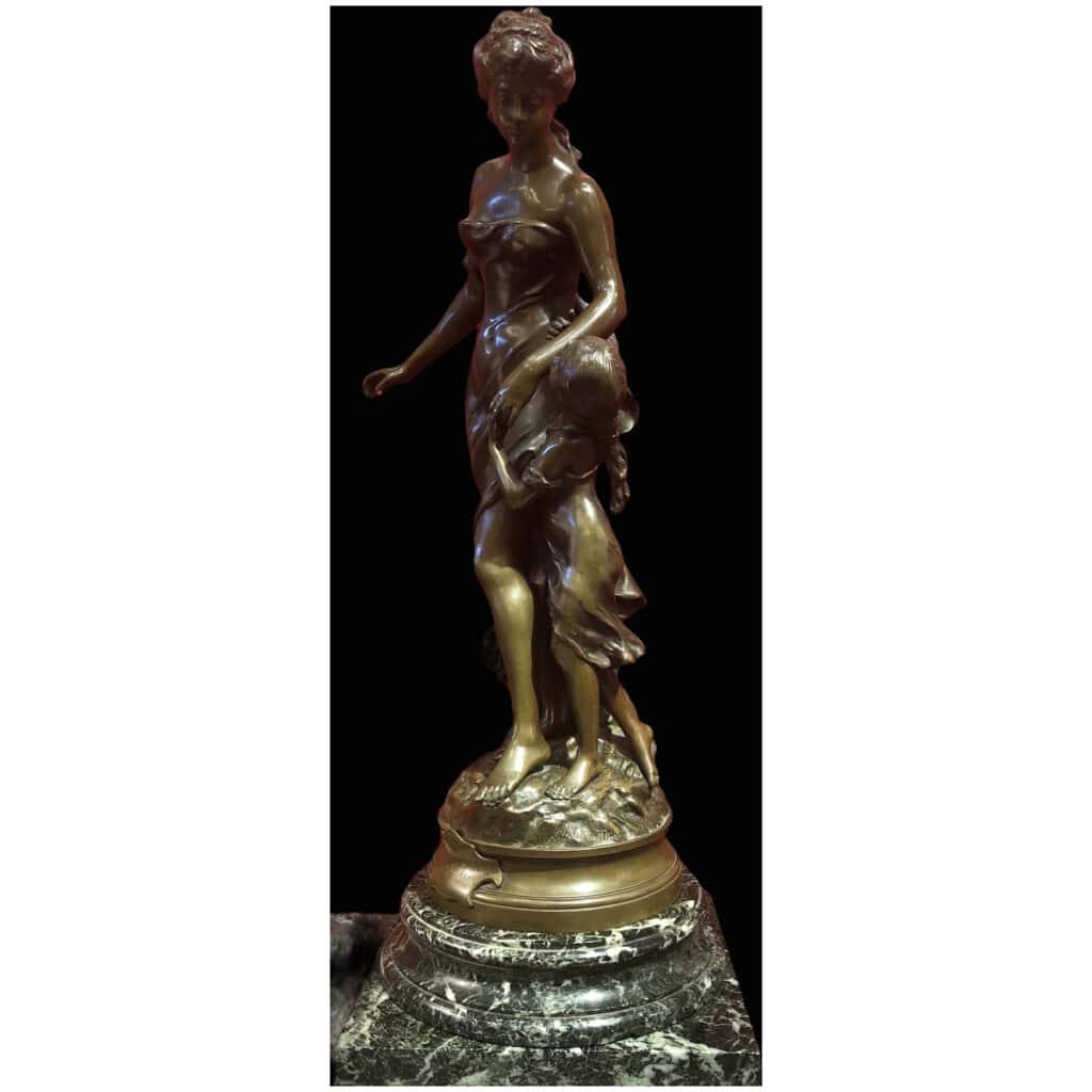 Moreau Mathurin Bronze Signé Ancien Original 19ème Siècle « La Reconnaissance » 9