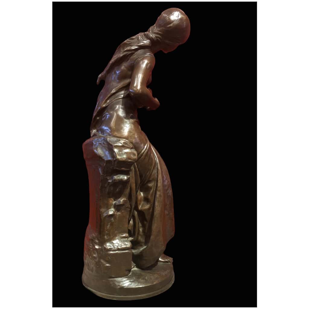 MOREAU Mathurin Bronze XIXème Ancien Original Signé Femme au violon 19ème siècle 14