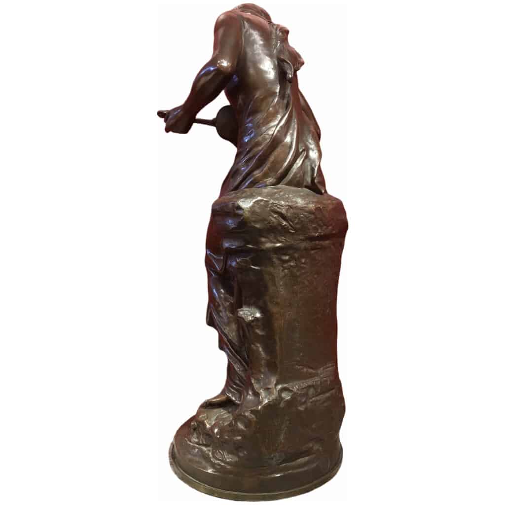 MOREAU Mathurin Bronze XIXème Ancien Original Signé Femme au violon 19ème siècle 9
