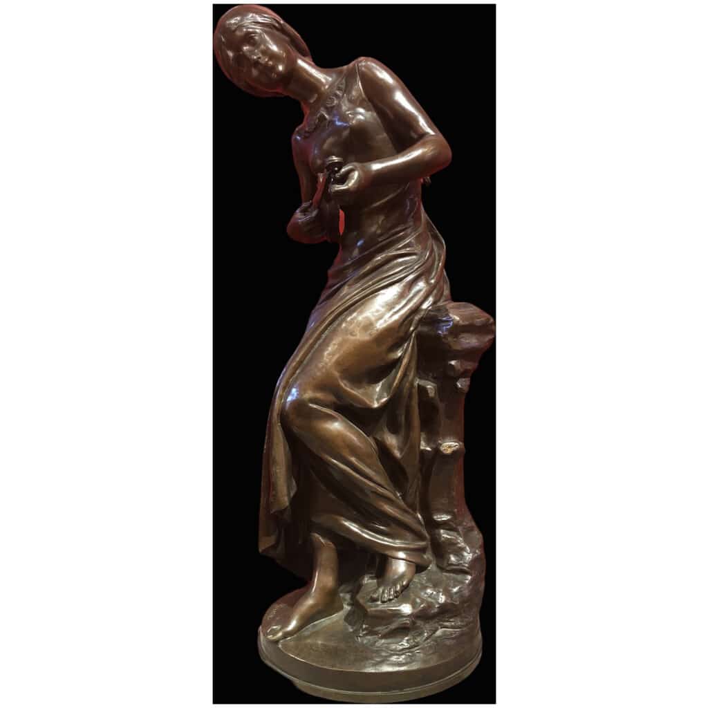 MOREAU Mathurin Bronze XIXth Old Original Signed Woman with violin 19th century 7