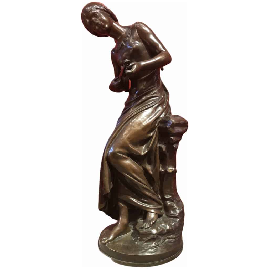 MOREAU Mathurin Bronze XIXème Ancien Original Signé Femme au violon 19ème siècle 6