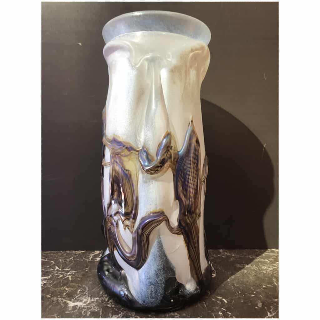 NOVARO Vase en verre soufflé signé et daté 1989 9