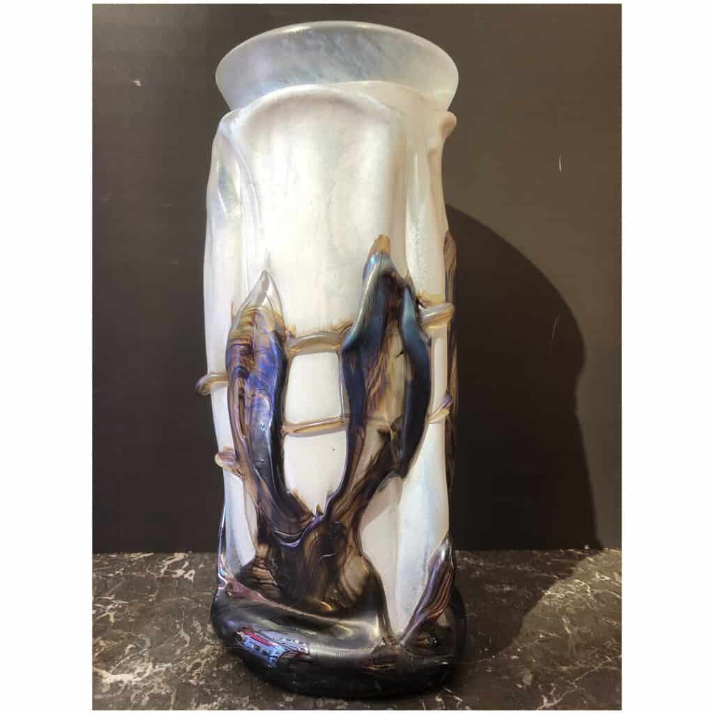 NOVARO Vase en verre soufflé signé et daté 1989 8