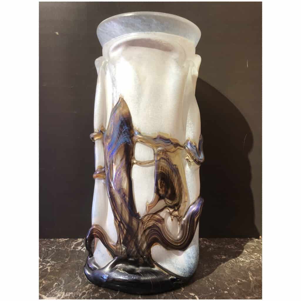 NOVARO Vase en verre soufflé signé et daté 1989 7