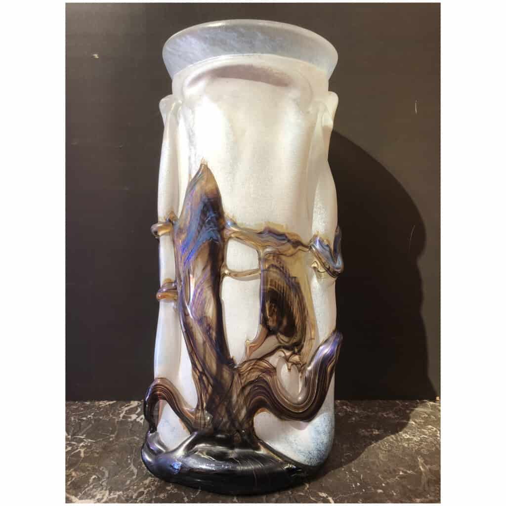 NOVARO Vase en verre soufflé signé et daté 1989 6