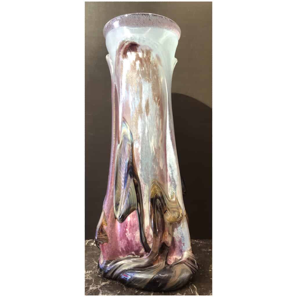 NOVARO Vase en verre soufflé signé et daté 1989 7