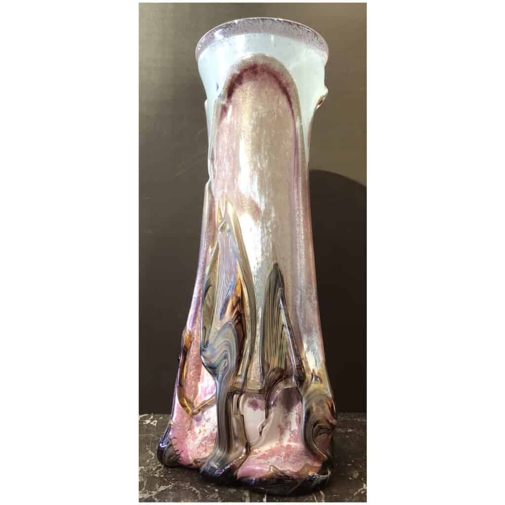 NOVARO Vase en verre soufflé signé et daté 1989 5