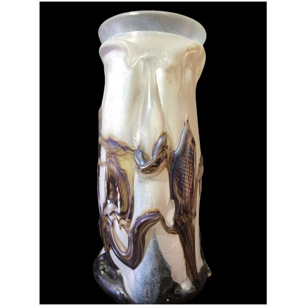 NOVARO Vase en verre soufflé signé et daté 1989 3