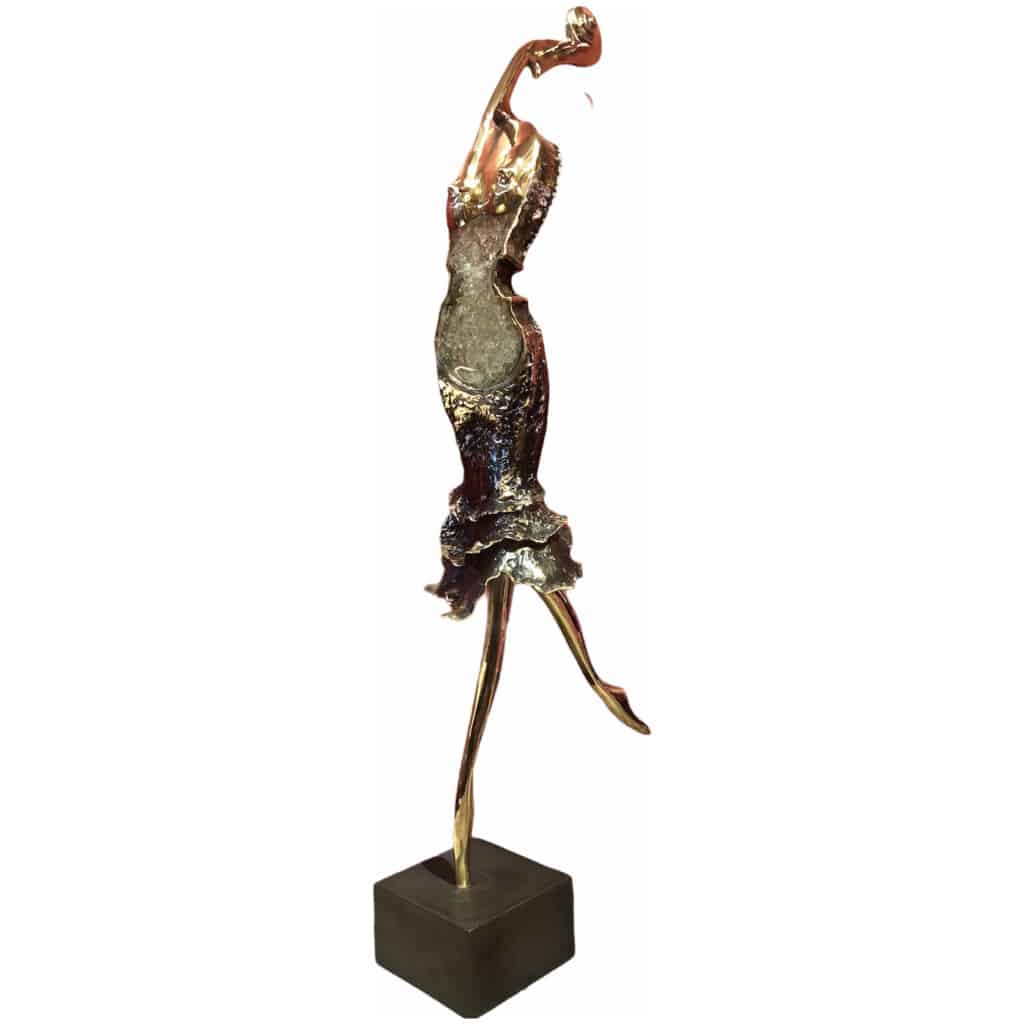 Nowaczyk Sculpture Bronze Brass Crushed Glass Dancer 5