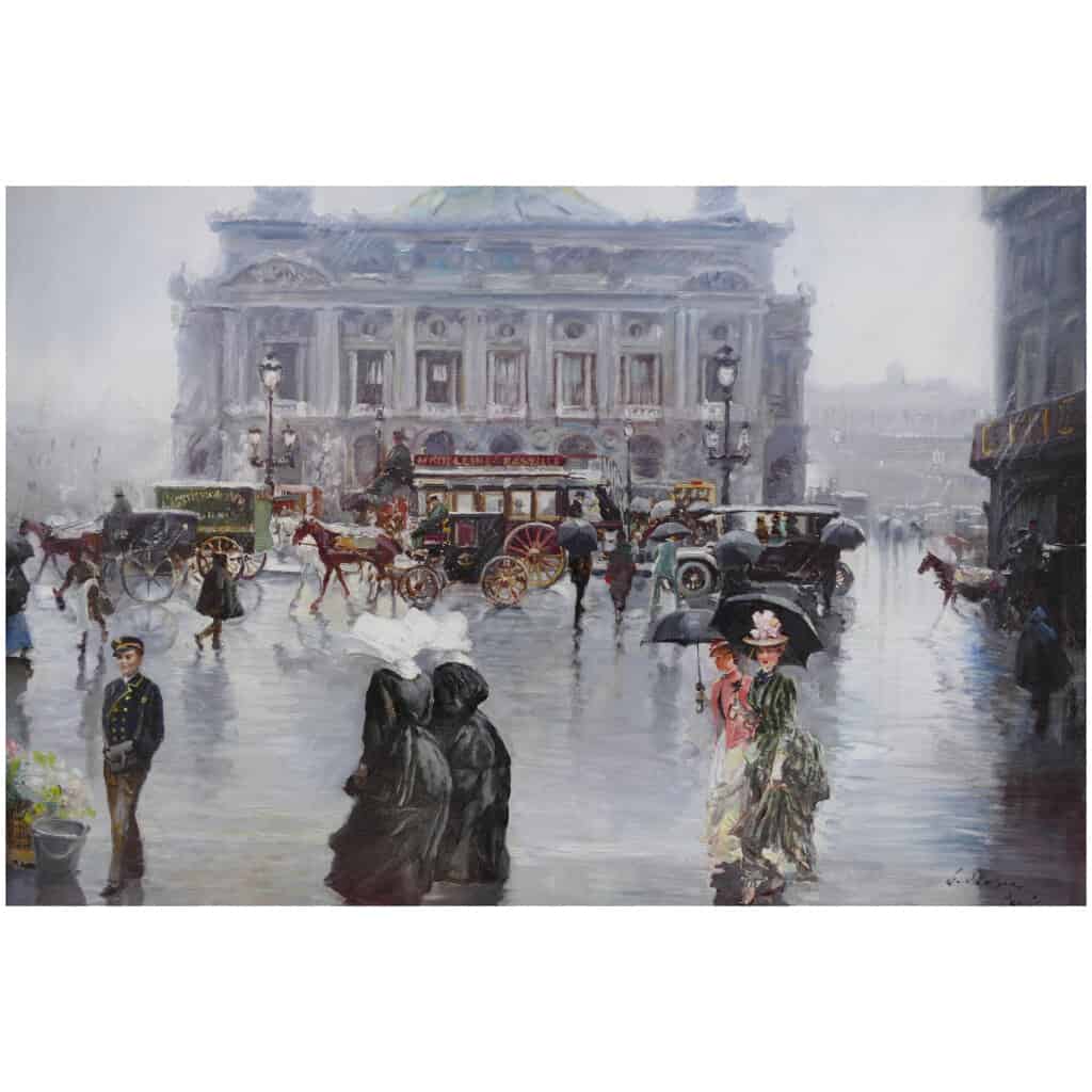 Alfredo PALMERO DE GREGORIO Painting 20th century Paris Place de l'Opéra animated Oil on canvas signed 6