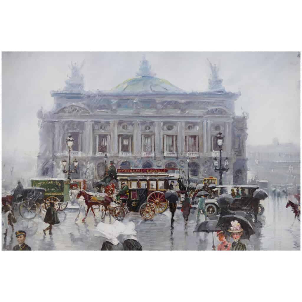 Alfredo PALMERO DE GREGORIO Tableau 20è siècle Paris Place de l’Opéra animée Huile sur toile signée 8