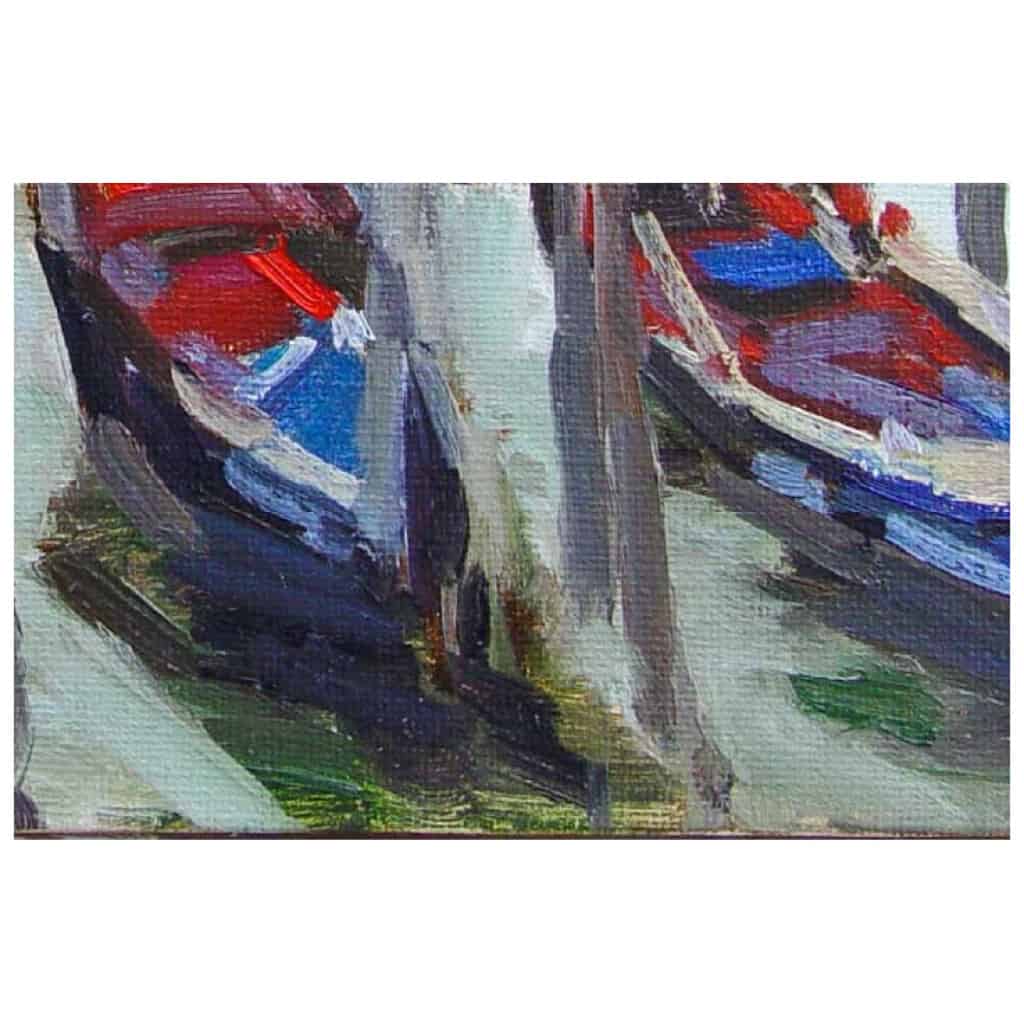 Oil painting entitled "Gondolas in Venice" by the painter Isabelle Delannoy 5