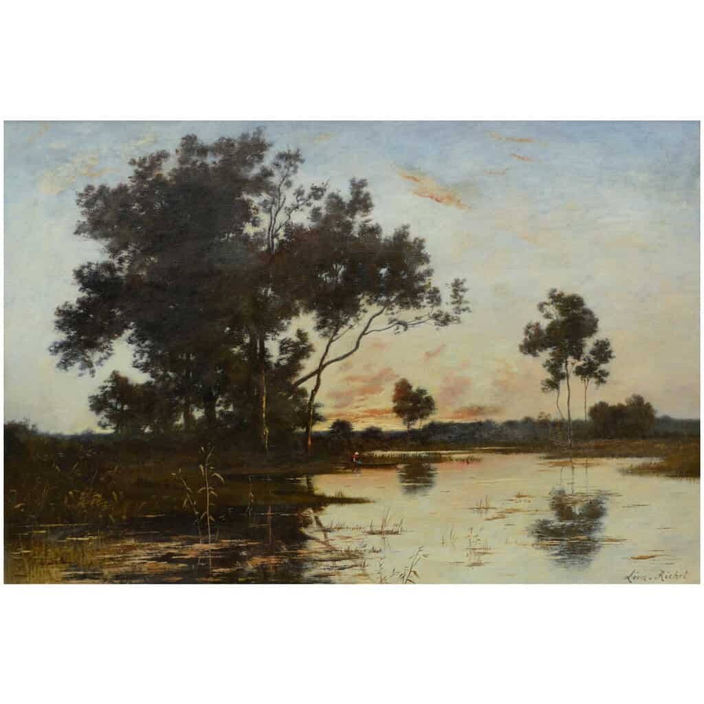 Richet Léon Tableau XIXè école Barbizon Peinture Paysage Française XIXè Huile Sur Toile Signée 9