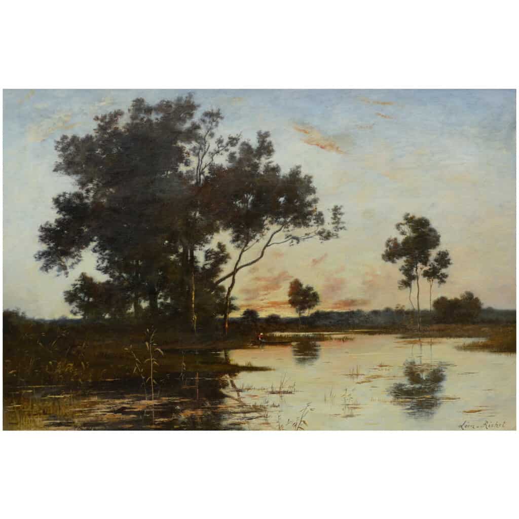 Richet Léon Tableau XIXè école Barbizon Peinture Paysage Française XIXè Huile Sur Toile Signée 8