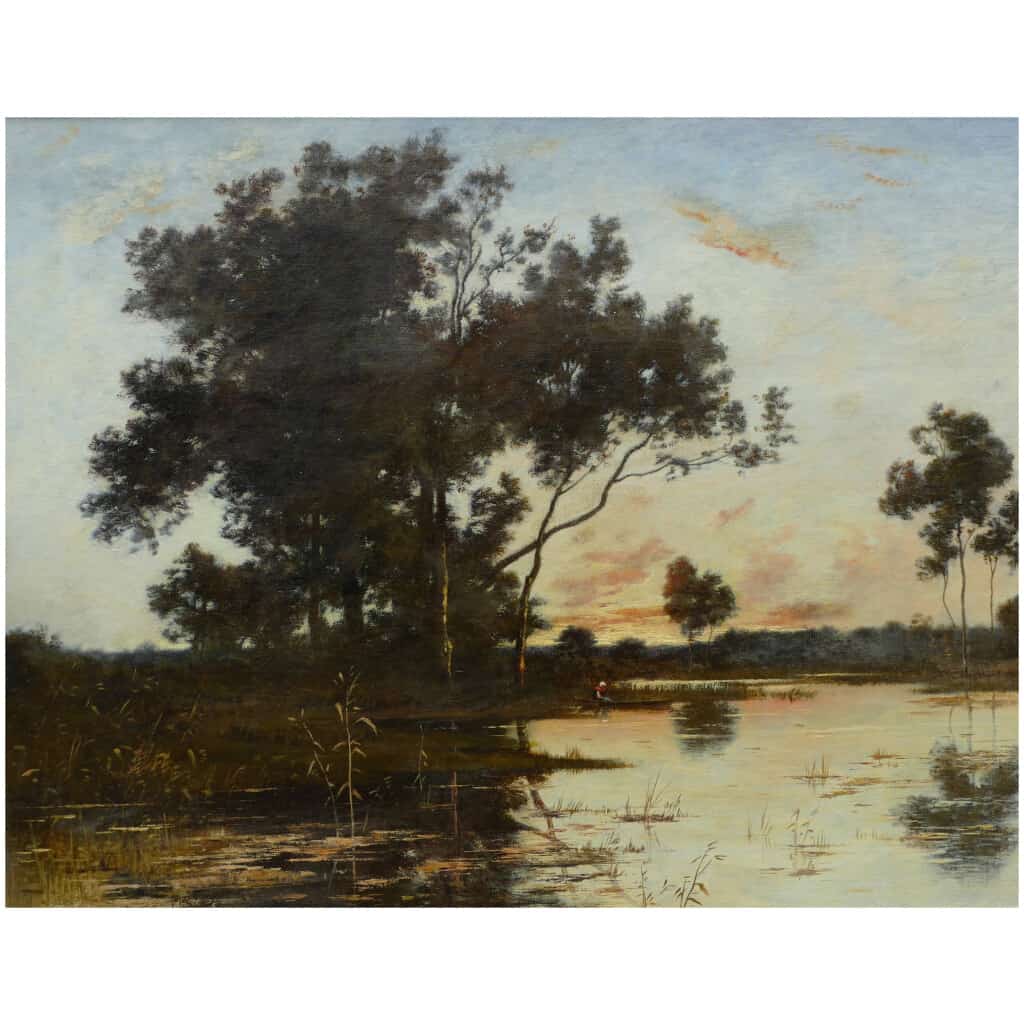 Richet Léon Tableau XIXè école Barbizon Peinture Paysage Française XIXè Huile Sur Toile Signée 6