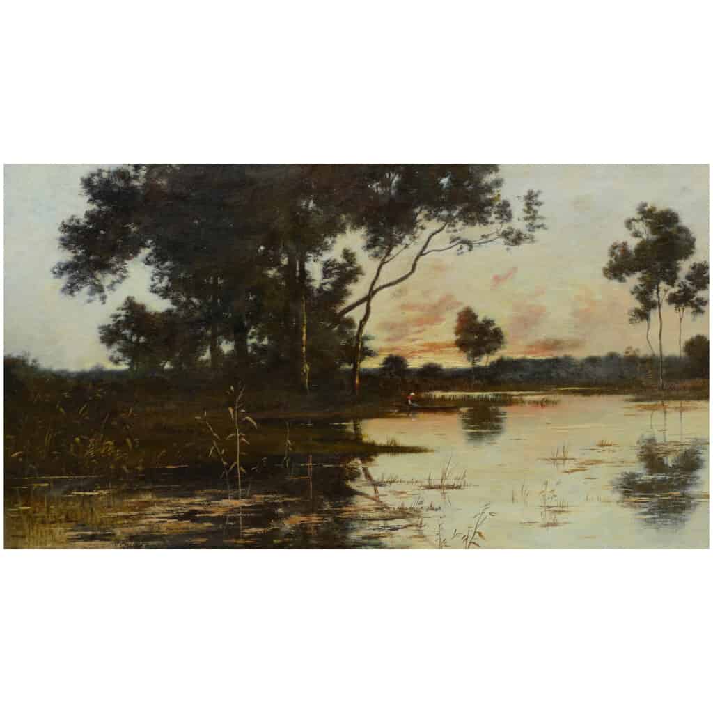 Richet Léon Tableau XIXè école Barbizon Peinture Paysage Française XIXè Huile Sur Toile Signée 10