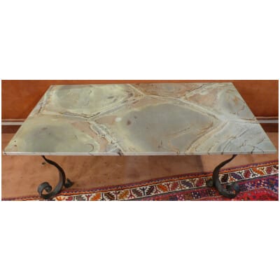 Art Deco Green Turtle Marble Table