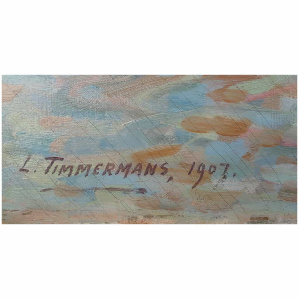 Timmermans Louis French School 19th Marine Barques Sardinières Oil On Canvas Signed dated 4