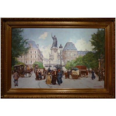 Leon Zeytline Russian School 20th Paris Place De La République Boulevard Du Temple Oil Signed