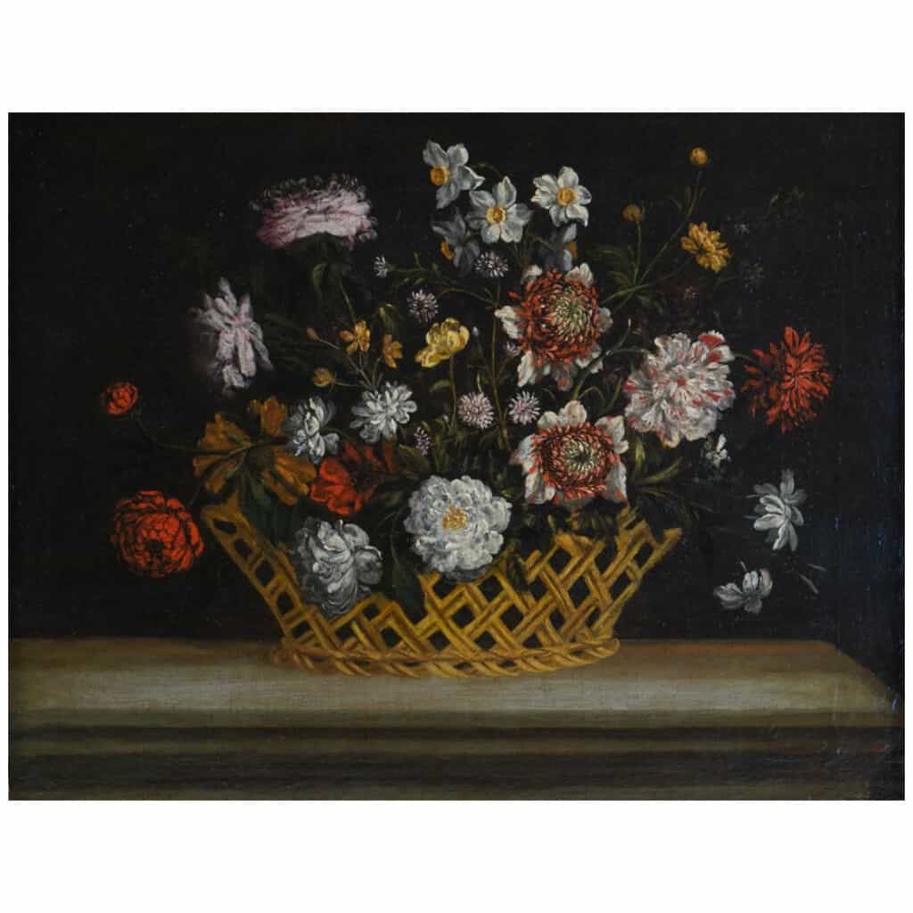 Panier de fleurs sur un entablement. 4