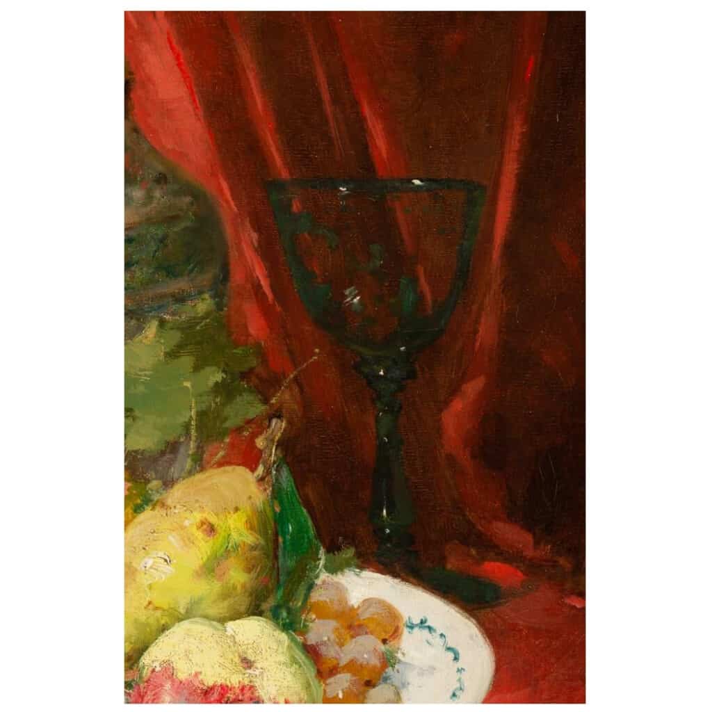 Emile Godchaux (1860 - 1938): Fruit plate with a Chinese vase. 8