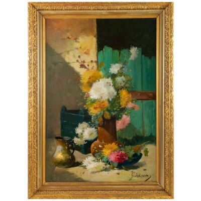 Emile Godchaux (1860 - 1938): Bouquet of chrysanthemums.