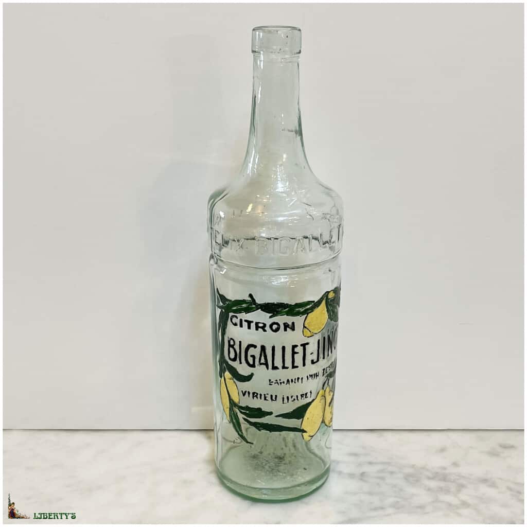 Enameled glass bottle, Bigallet-Jinot, high. 31 cm (Deb. XXth) 3