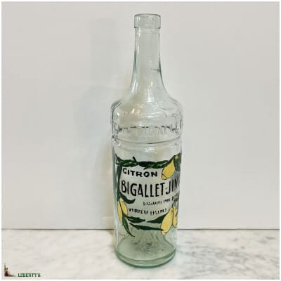 Enameled glass bottle, Bigallet-Jinot, high. 31 cm (Deb. XXth)