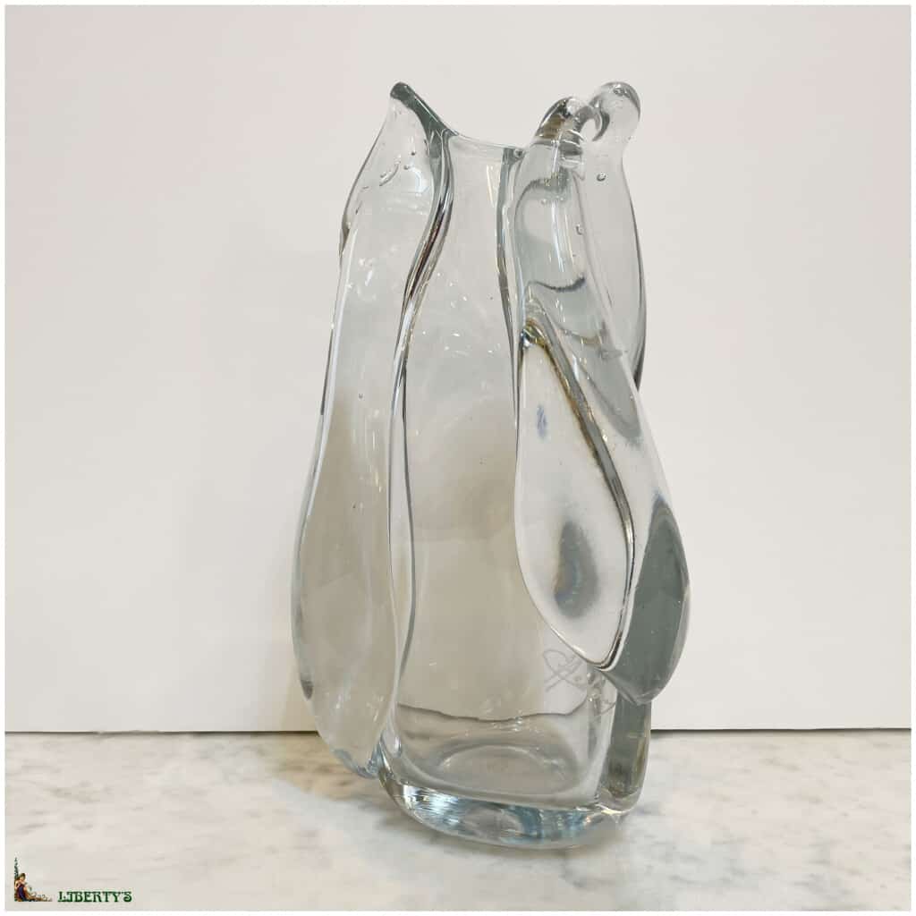 Vase cristal signé François Hedon, haut. 26 cm (1980-1990) 3