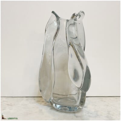 Vase cristal signé François Hedon, haut. 26 cm (1980-1990)
