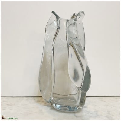 Crystal vase signed François Hedon, high. 26 cm (1980-1990)