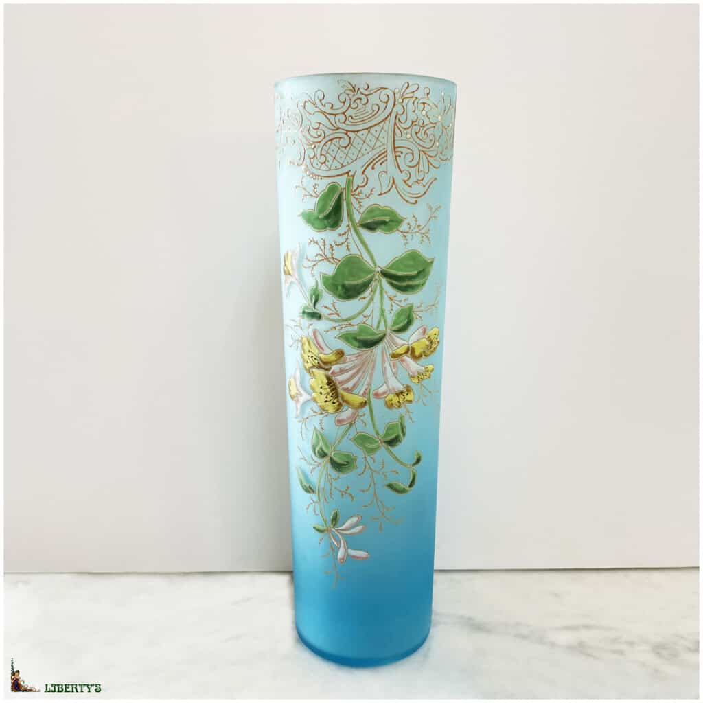 Vase rouleau verre émaillé, haut. 35 cm (Fin XIXe) 3