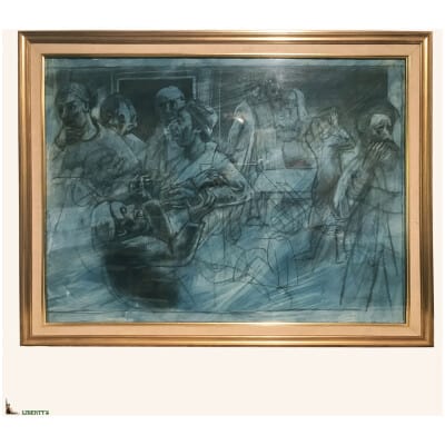 Dessin-aquarelle encadrée de Grégoire Michonze (Kichinev 1902-Paris 1982), 82 cm x 63 cm (1970)