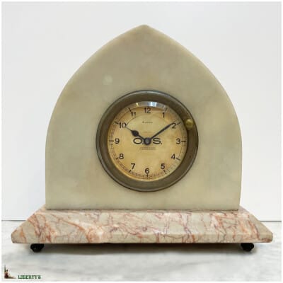 Art-Deco onyx and Seignol Paris marble clock with 8-day movement, width. 21 cm, Deb XXth