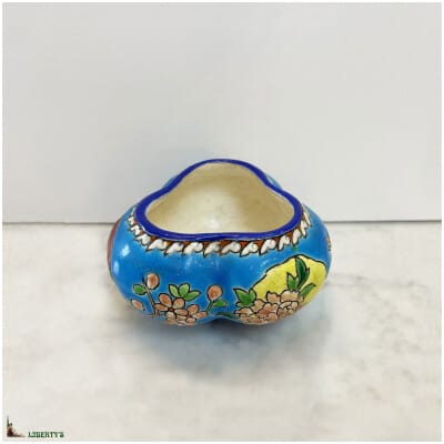 Mini cache-pot trilobé Emaux de Gien, diam. 9 cm, (Fin. XIXe)