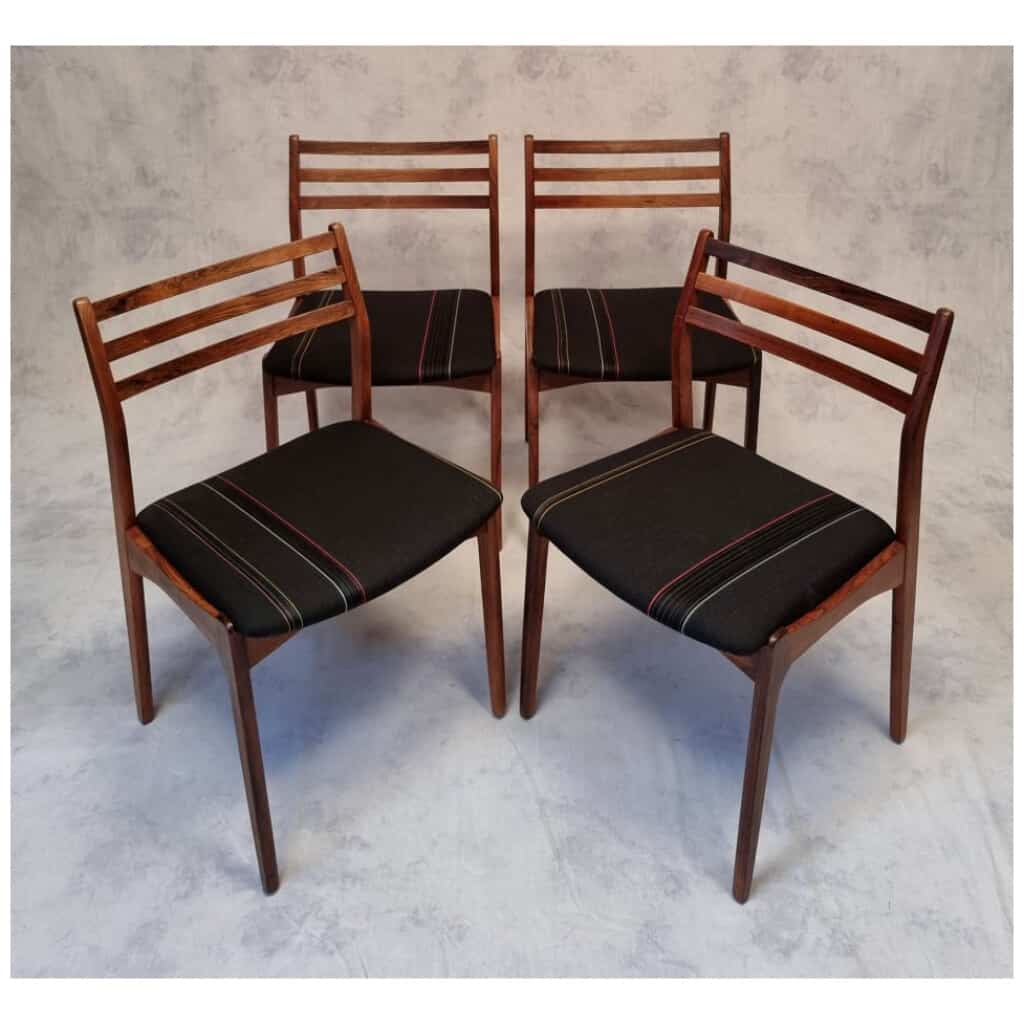 Suite de 4 Chaises de Vestervig Eriksen pour  Brdr. Tromborg – Palissandre – Ca 1960 4