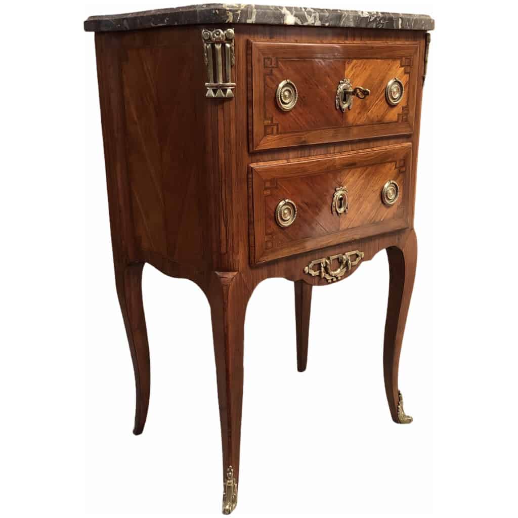 Period chest of drawers Transition in marquetry two drawers 9
