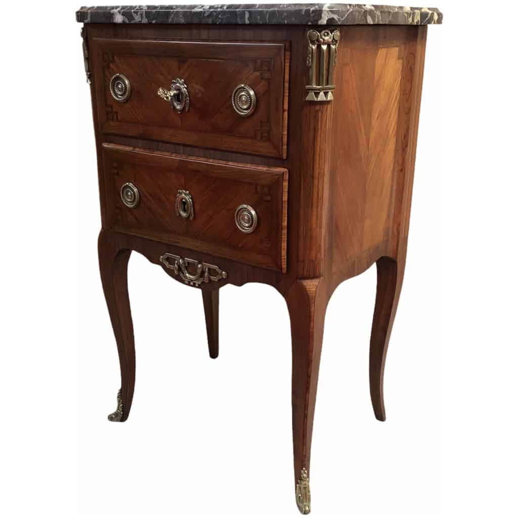 Period chest of drawers Transition in marquetry two drawers 14