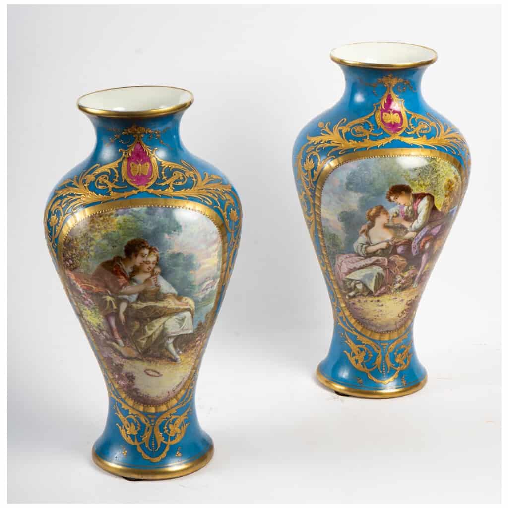 Pair of Celestial Blue St. Sèvres Vases XIXth 3