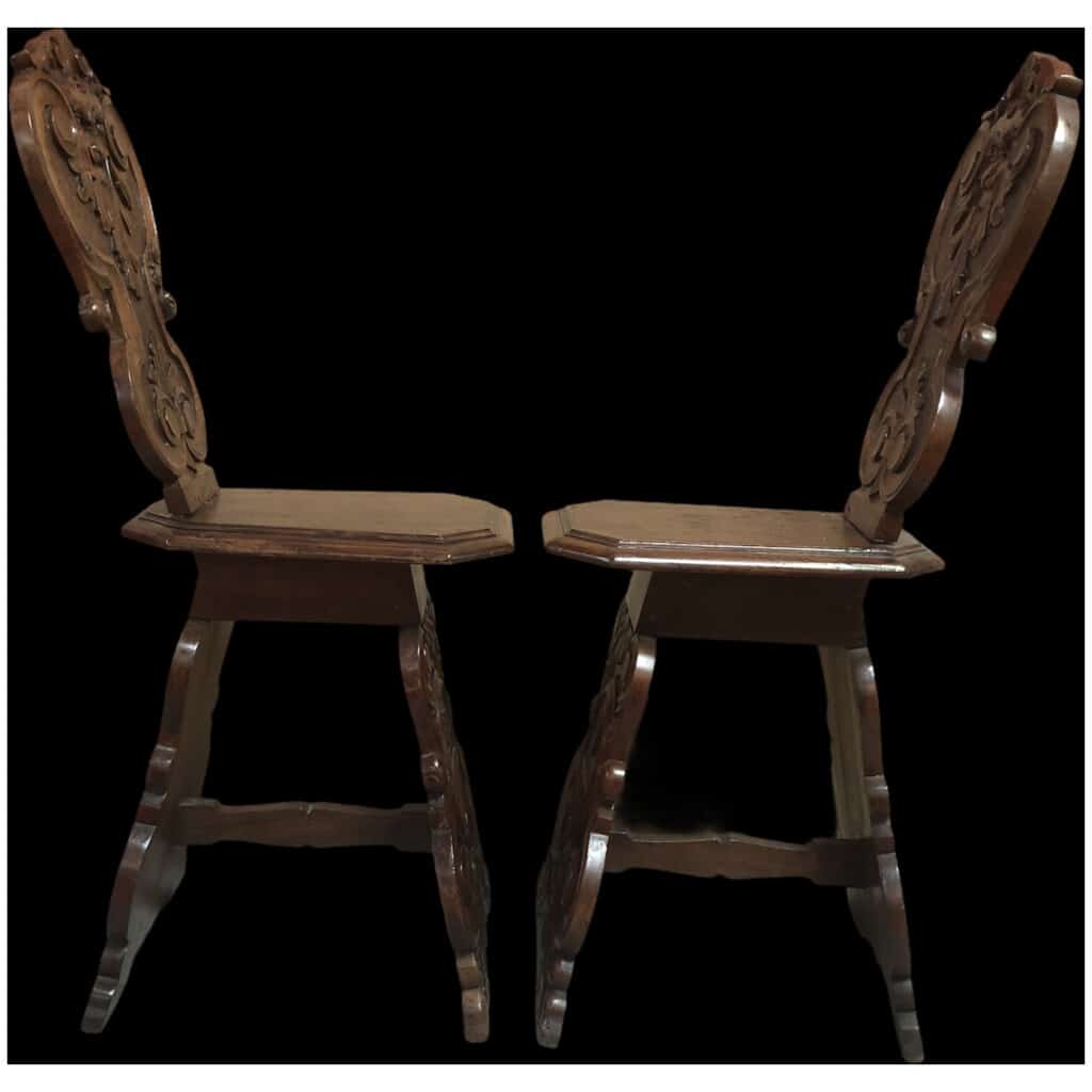 Pair of stools (possibility of 4) in carved wood in the style of the Renaissance 10